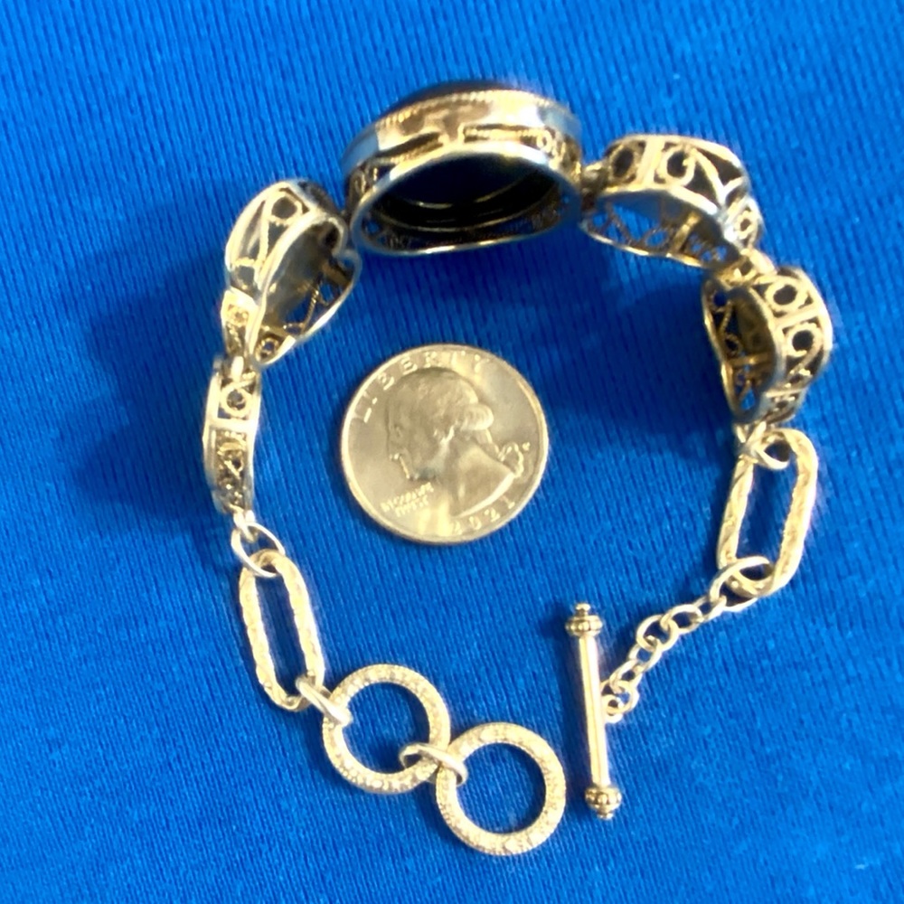 Sterling Silver Agate Statement Bracelet - image 4